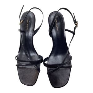 Tory Burch Black Leather Strappy Slingback Heels Size 10.5